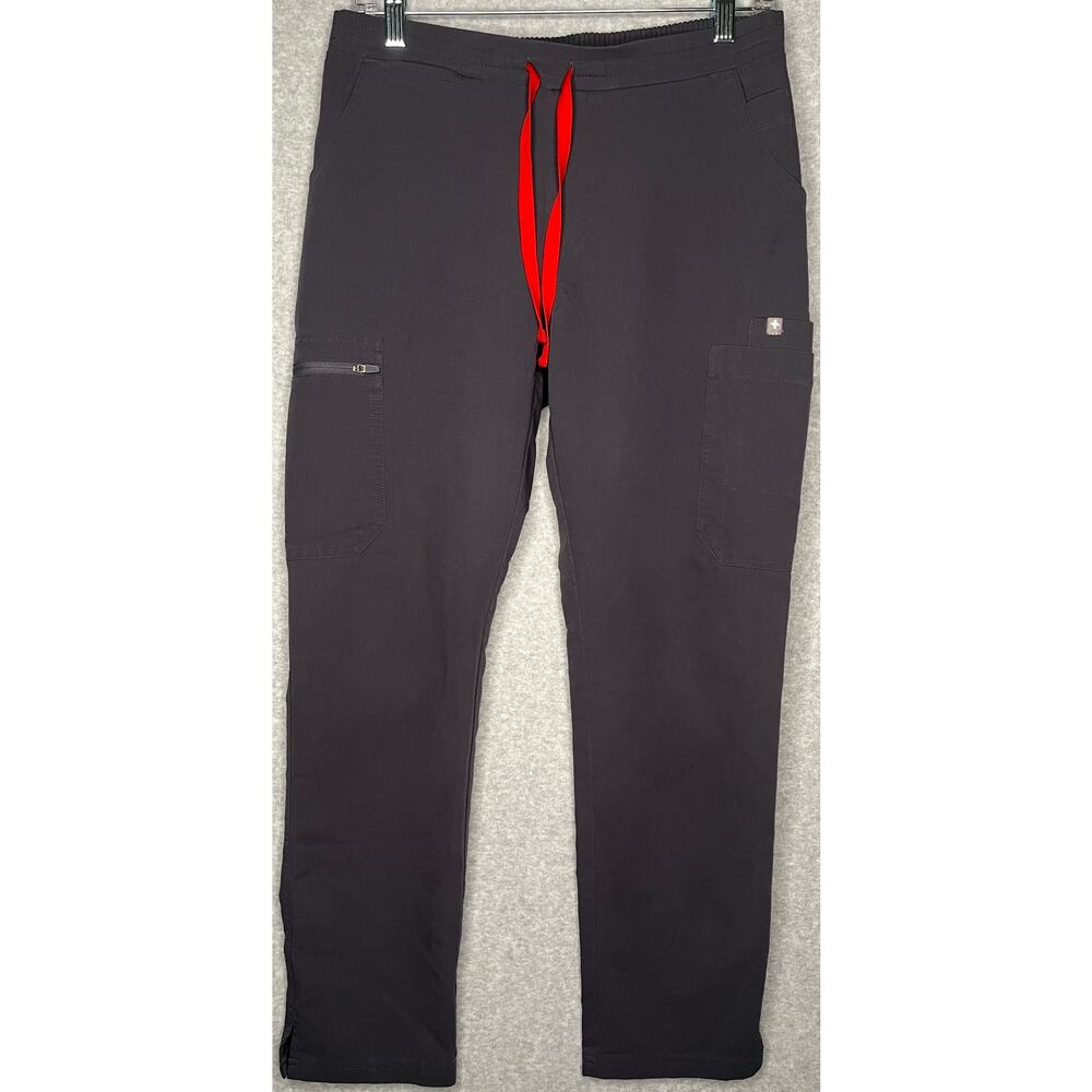 Figs women’s grey scrub pants drawstring elastic waist pockets size Small